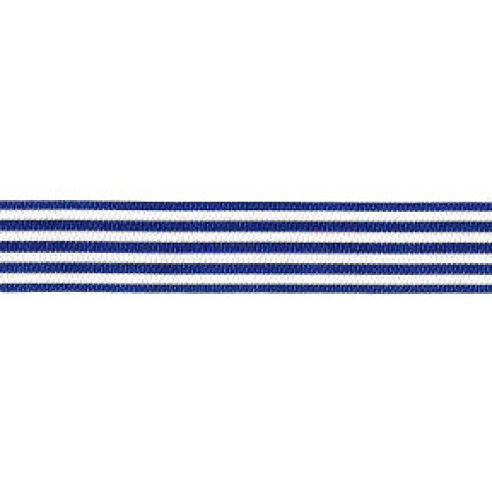 Horizontal Stripes Ribbon - Dark Blue and White 25 mm